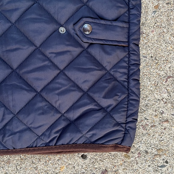 TAHARI Quilted Vest Zipper Pockets Navy Blue Brown Trim Size XXL New NWT - Picture 7 of 9